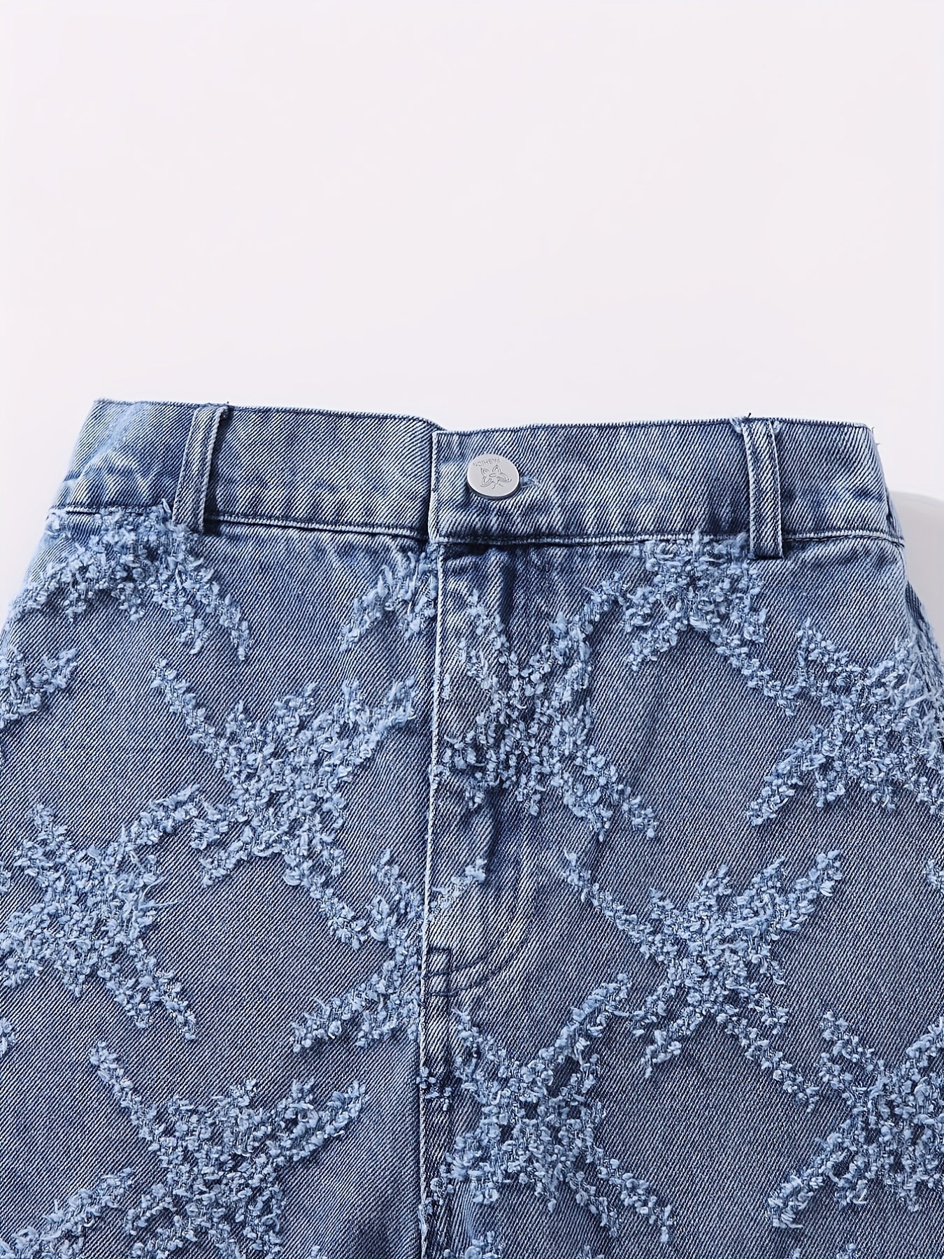 Girls' Cross Print Denim Jeans Wide Leg Trousers