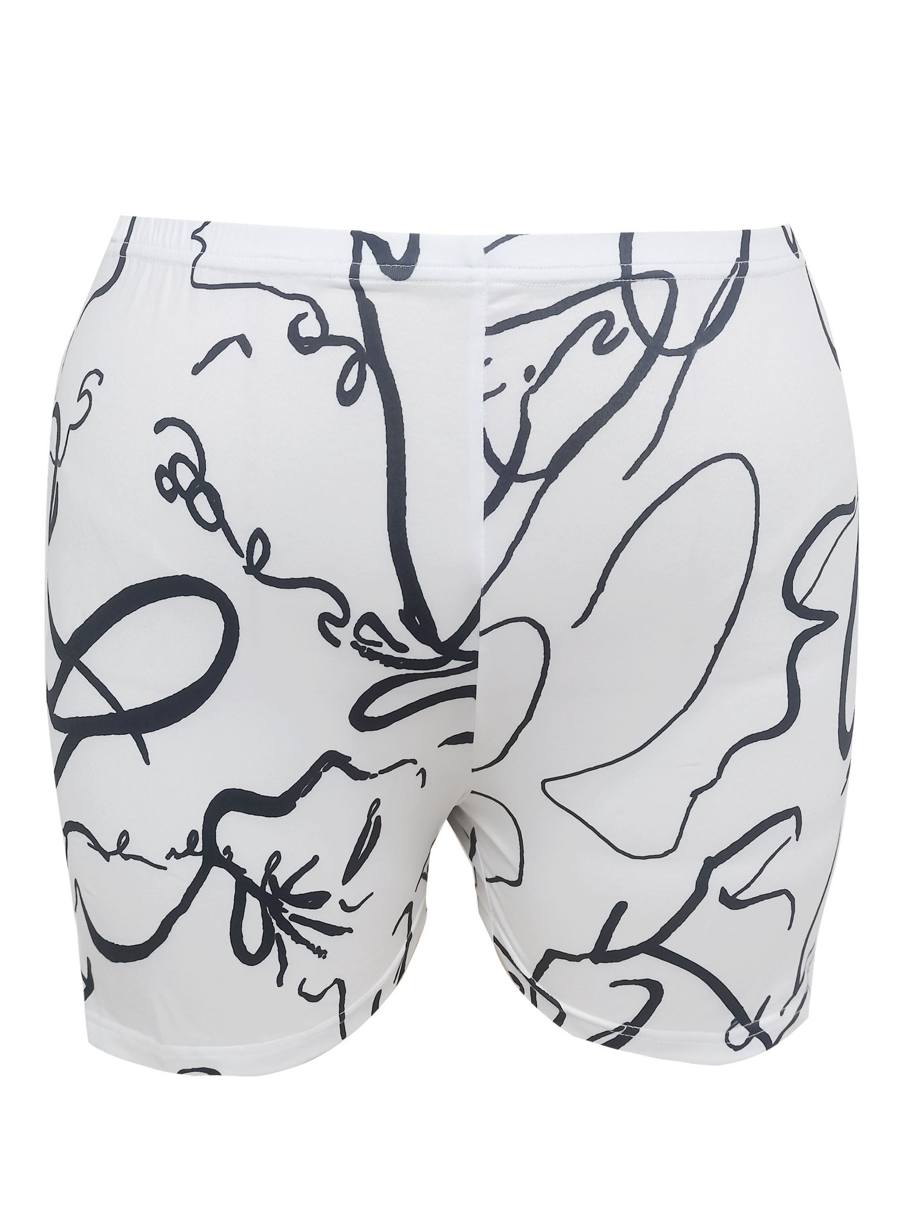 Women's Plus Graffiti Print Off Shoulder Top & Shorts Set