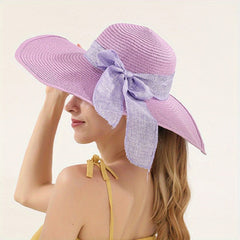 Bowknot Wide Brim Sun Hat UV Protection Straw Hat
