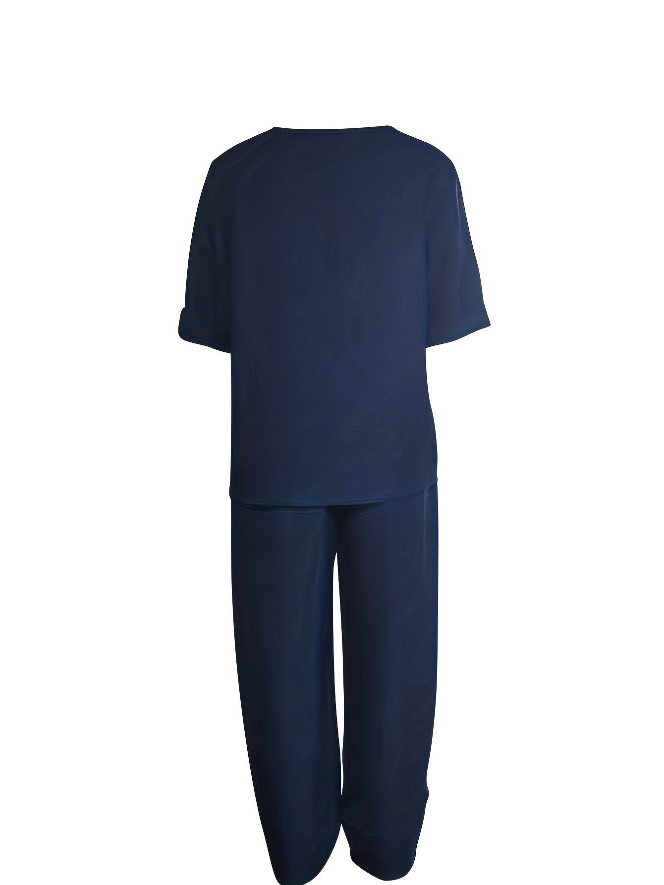 Casual Two piece Set Crew Neck Half Sleeve Tops & Elastic Waist Pants
