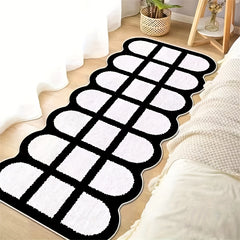Plaid Area Rug Hand Washable Polyester Mat for Home Hotel Decor