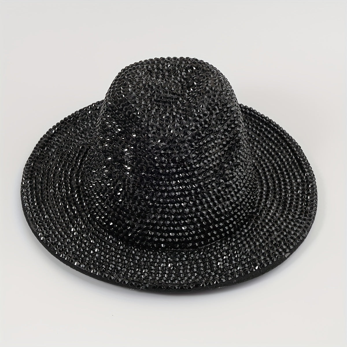 Rhinestone Cowboy Fedora Cap Wide Brim Jazz Hat Couple Felt Hat