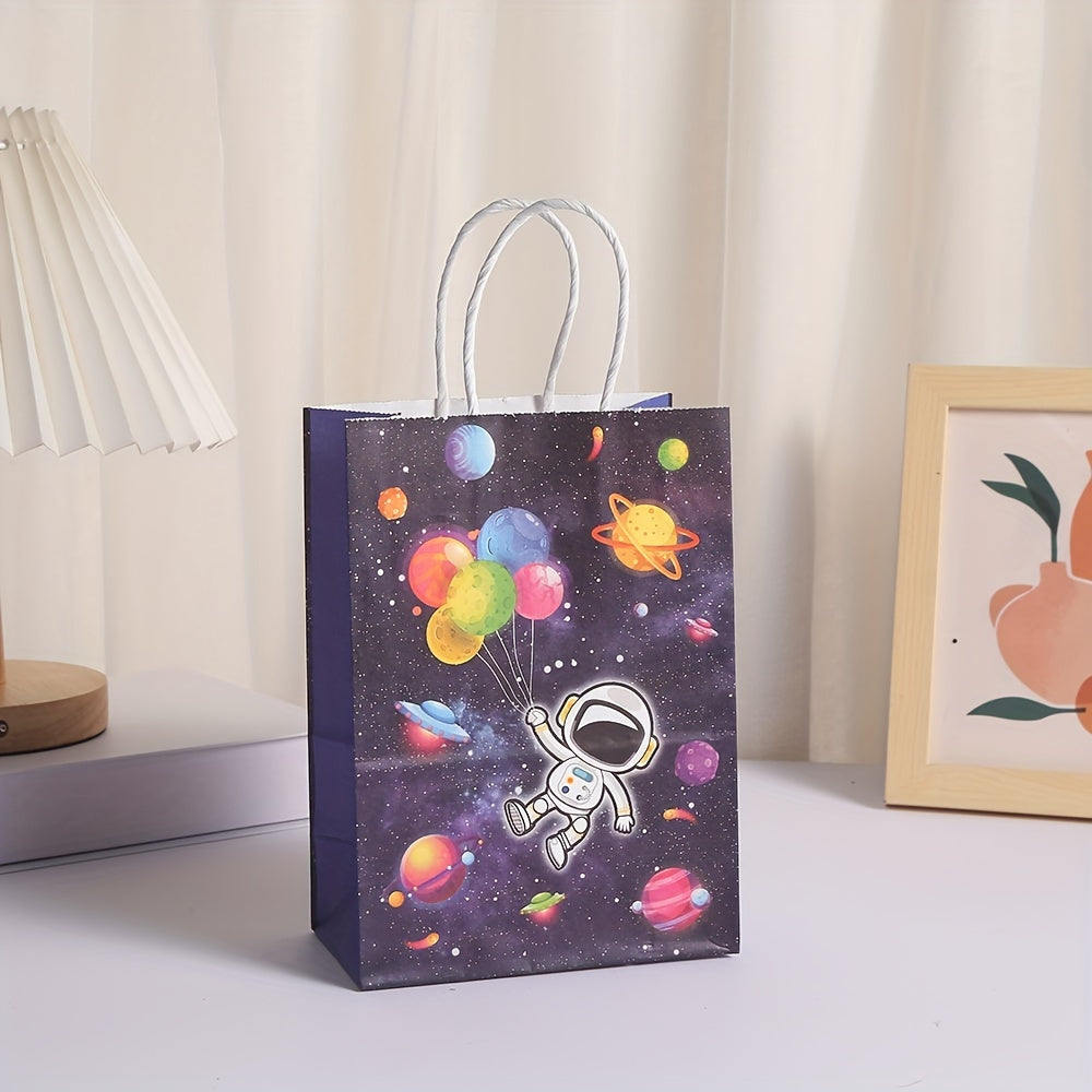 6pcs Spaceman Theme Party Supplies Candy Bag Birthday Gift Wrapping Bags