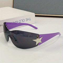 Rimless Y2K Sunglasses Wrap Around Oversized Frameless Sun Glasses