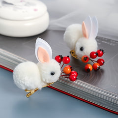 Vintage Bunny Hair Clip Plush Bunny Ponytail Holder Stuffed Rabbit Hair Clip