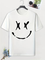 Men's Graffiti Face Print T-Shirt Crew Neck Tee for Summer Outdoor