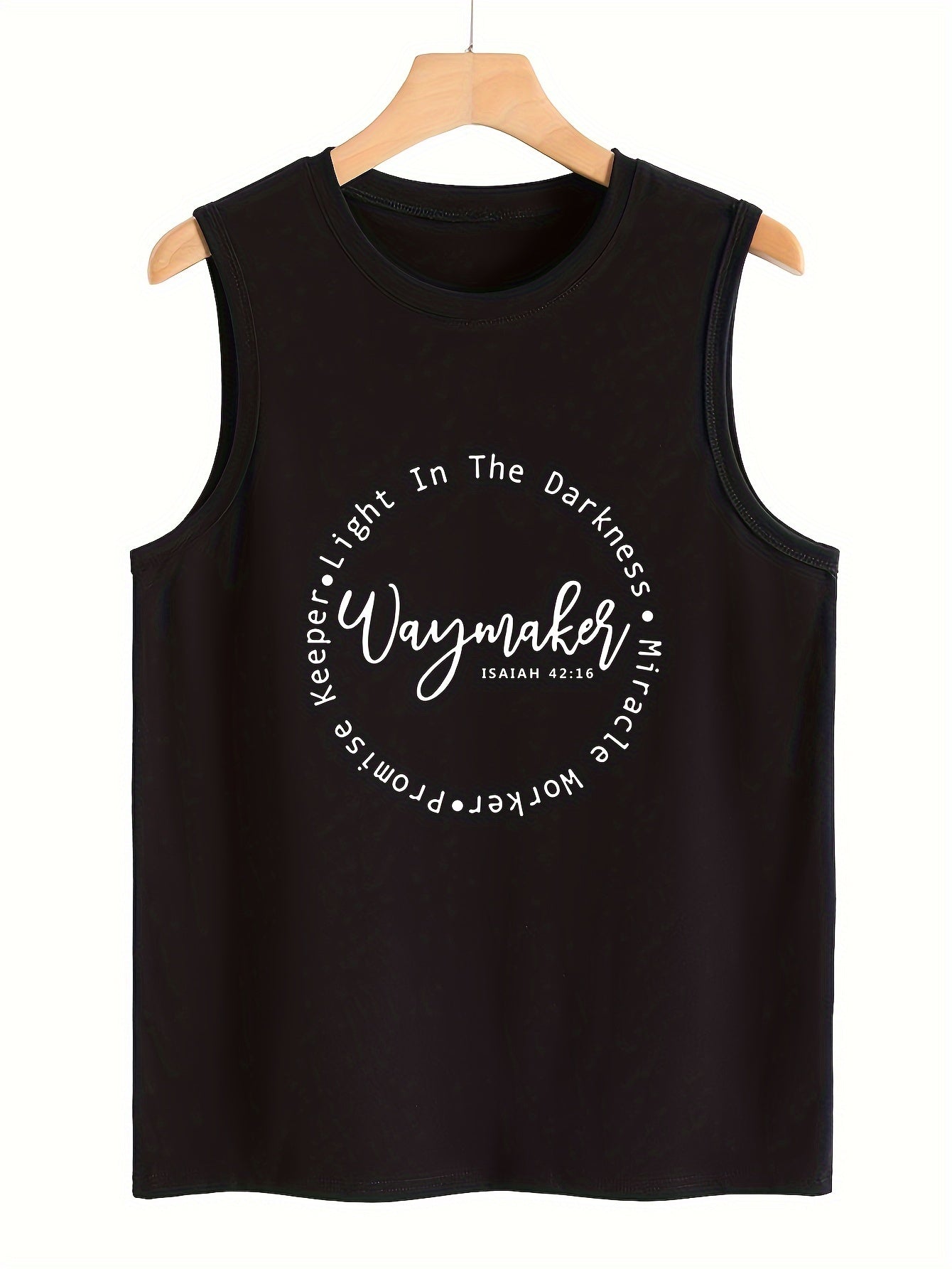 Letter Pattern Stretchy Sports Vest Round Neck Sleeveless Top