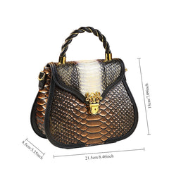Leather Snakeskin Crossbody Bag Green Golden Teal Grad