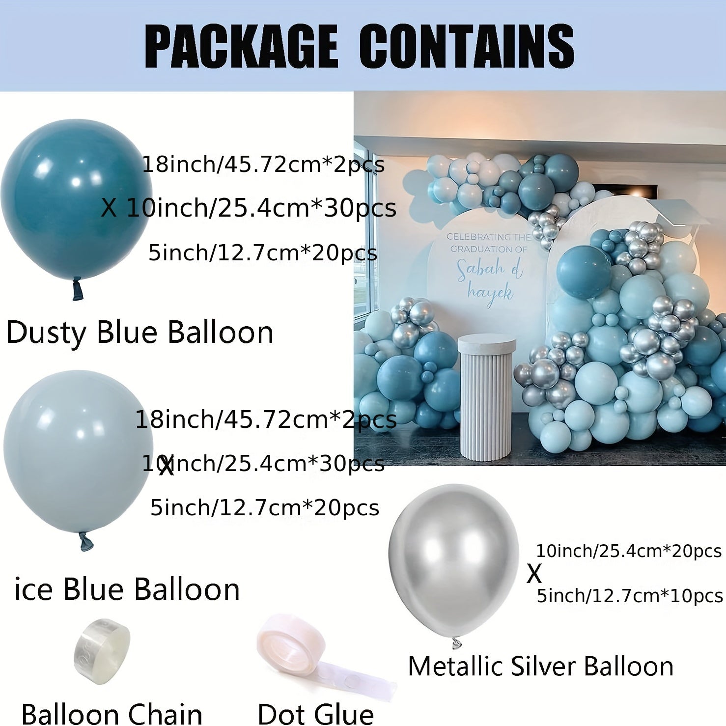 136pcs Ice & Silvery Balloons for Party Decoration