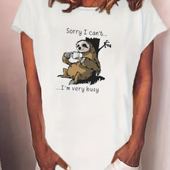 Animal Print T Shirt Short Sleeve Funny Slogan Graphic Sports Tees Women's Tops