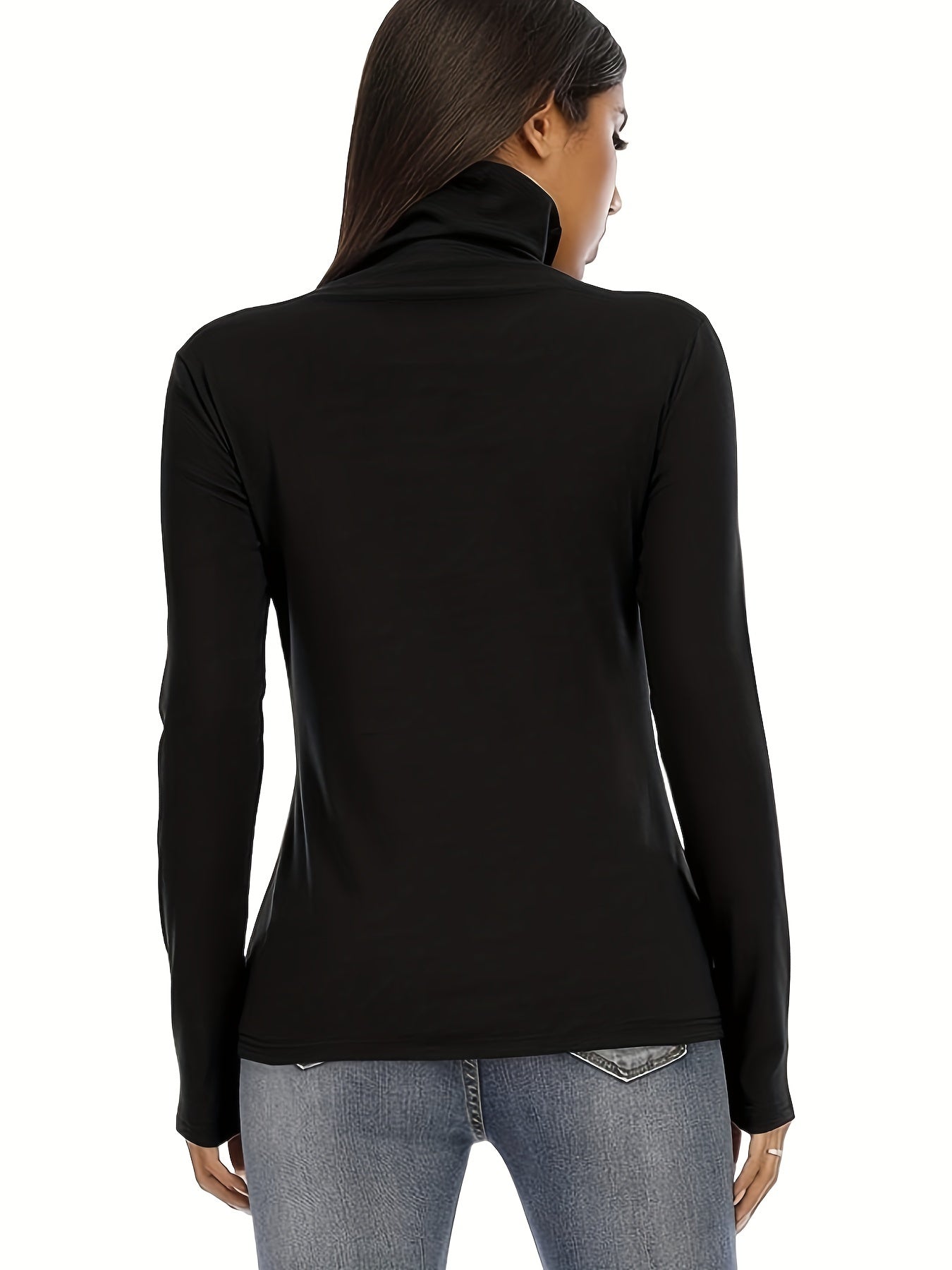 Solid Turtle Neck Pullover Sweater Casual Long Sleeve Slim Sweater