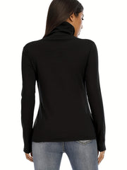Solid Turtle Neck Pullover Sweater Casual Long Sleeve Slim Sweater