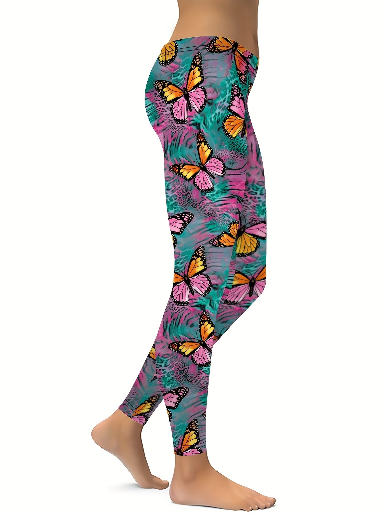 Butterfly Printed Yoga Leggings High Stretch Sports Pants