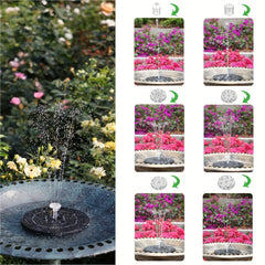 Solar Bird Bath Fountain Pump with 6 Nozzles - Solar Powered Water Fountain Pump