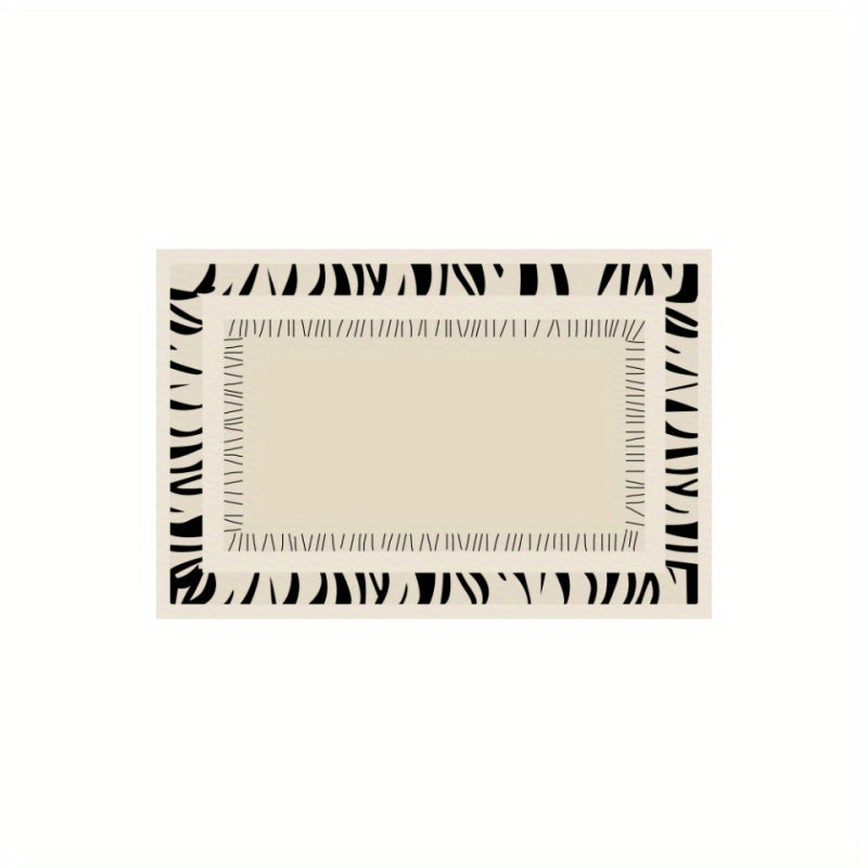 Modern Line Pattern Faux Cashmere Mat Non Slip Floor Rug