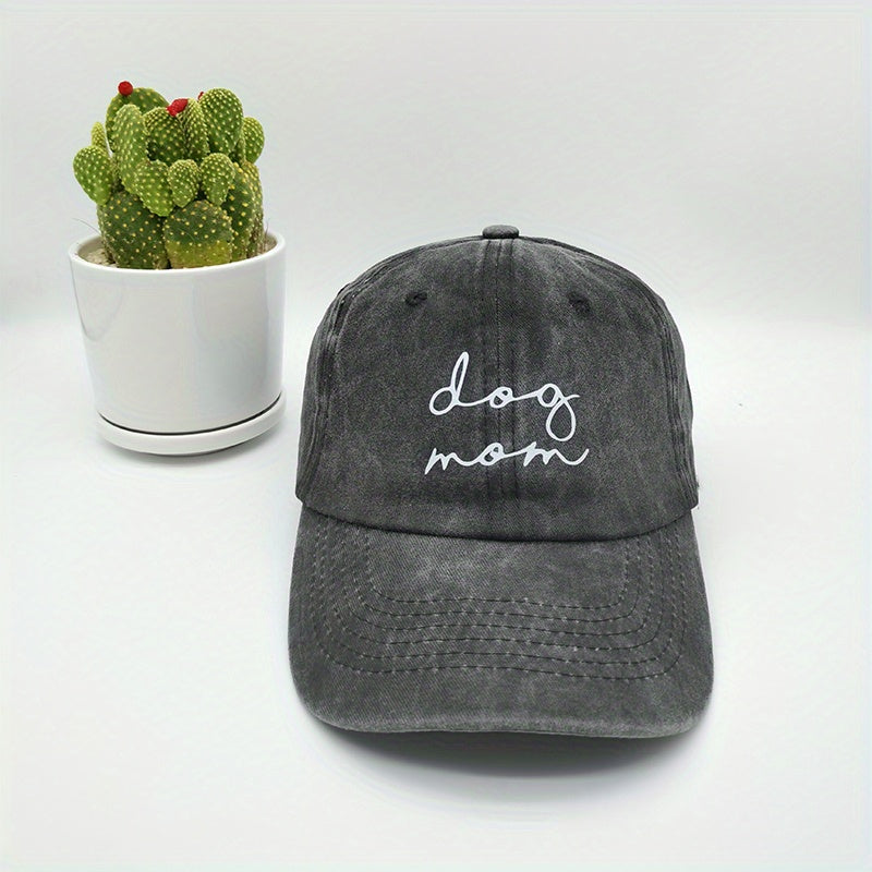 Dog Mom Print Washed Baseball Cap Dad Hat Peaked Cap