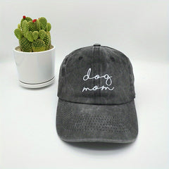 Dog Mom Print Washed Baseball Cap Dad Hat Peaked Cap