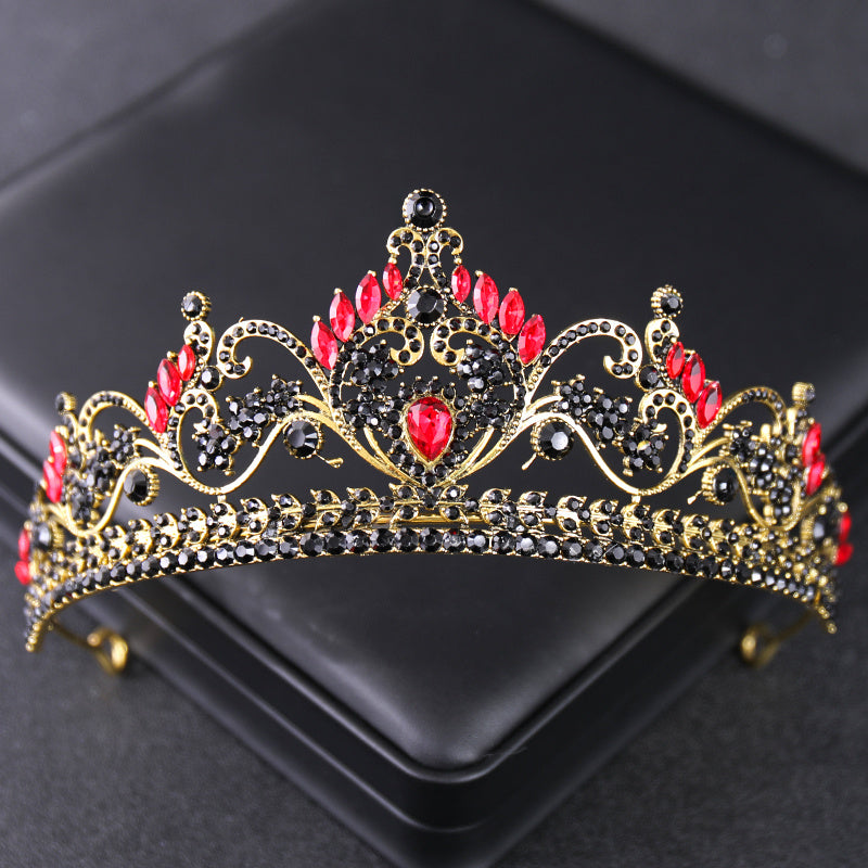 Vintage Golden Floral Bridal Crown Tiara Rhinestone