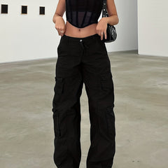 High Waist Vintage Cargo Pants For Hiking Streetwear