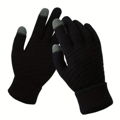 Winter Touch Screen Warm Gloves Stretchy Thicken Knitted Full Finger Gloves