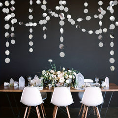 Glitter Silvery Circle Dots Garland Hanging String Banner for Events