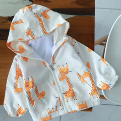 Boys Giraffe Print Hooded Windbreaker Jacket
