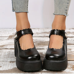 Platform High Heels Round Toe Chunky Heel Mary Jane Lolita Shoes