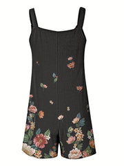 Floral Print Strap Overall Jumpsuit for Spring & Summer