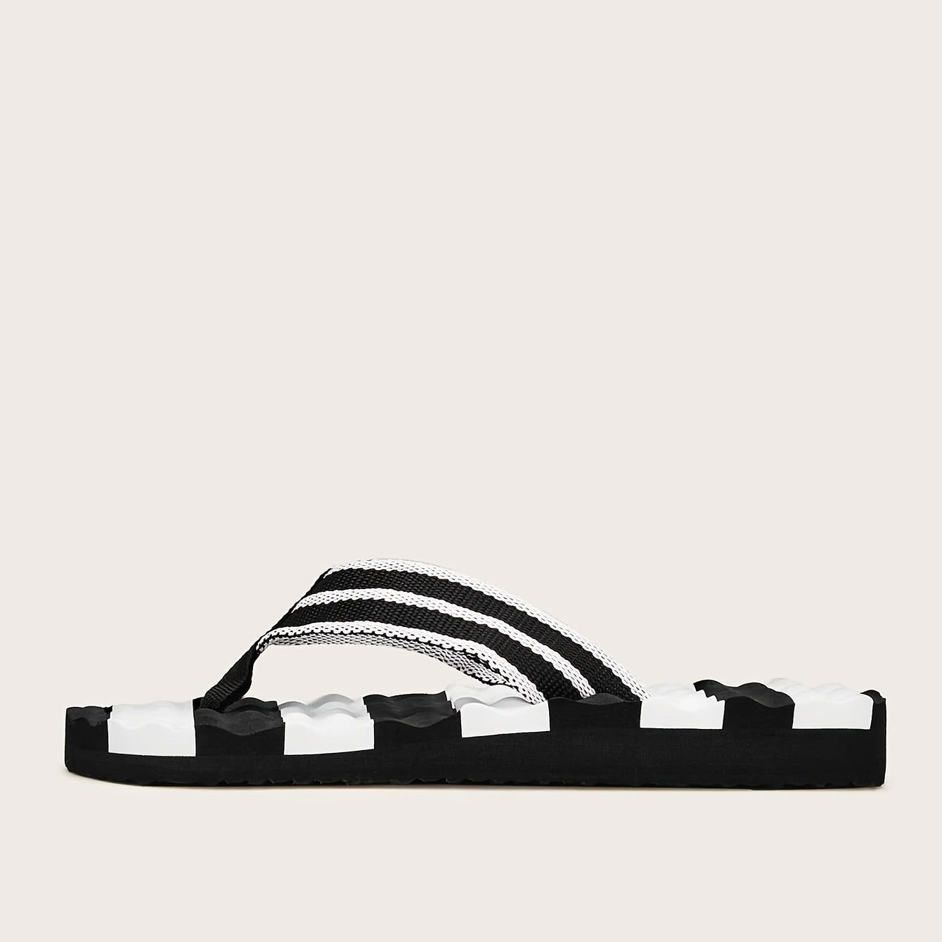Men's Striped Flip Flops Arch Support Summer Comfortable Non Slip Thong Sandals