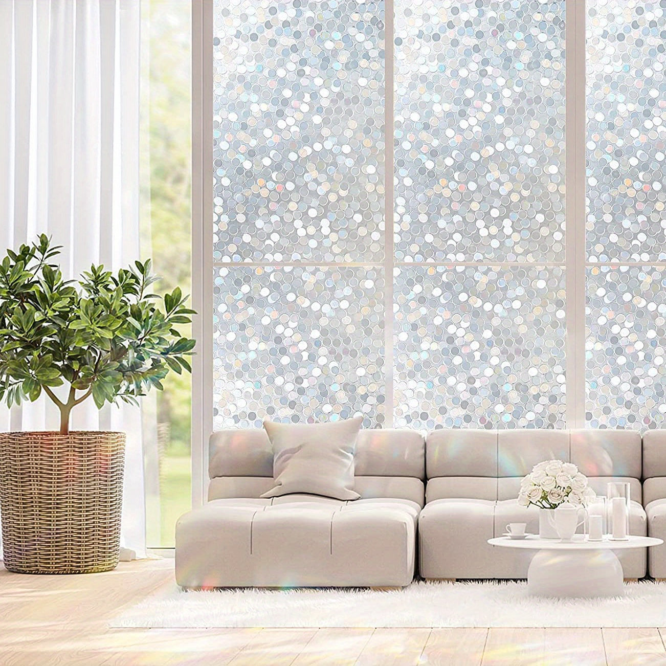 Dot Frosted Privacy PVC Window Film Semi Transparent Decorative Sticker