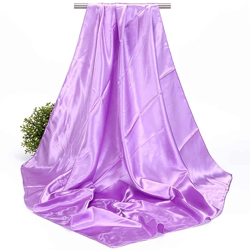 Silk Scarf Shawl Headwrap Square Solid Hijab Bandana Headscarf For Women