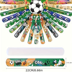 Soccer Slap Bracelets 12pcs Football Designs Wristbands Party Favors