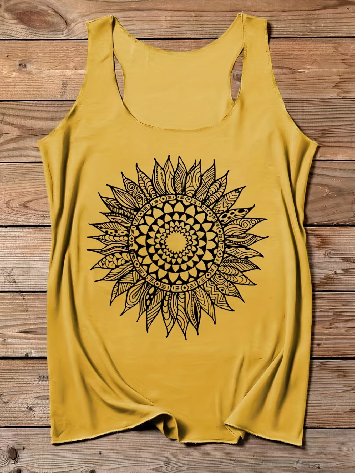 Floral Tank Top Sleeveless Summer Casual Crew Neck Women's Clothing