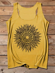 Floral Tank Top Sleeveless Summer Casual Crew Neck Women's Clothing