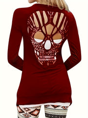 Skull Cardigan Goth Long Sleeve Spring Fall Women's Clothing