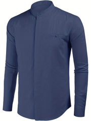 Men's Long Sleeve Stand Collar Shirt