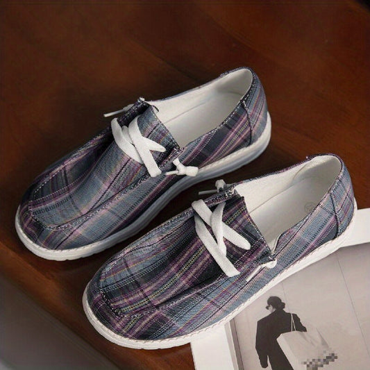 Women's Plaid Canvas Shoes Casual Low Top Sneakers