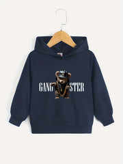 Hip Hop Bear Print Boys Hooded Sweatshirt