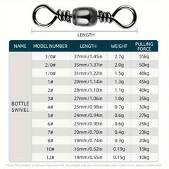 50pcs Barrel Swivel High Speed 8 Ring Fishing Connector Accessories
