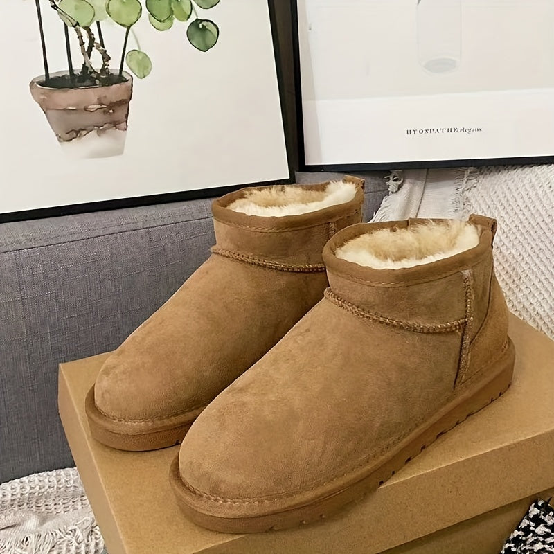 Women's Snow Boots Plush Lined Slip On Short Boots