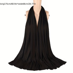 Elastic Pleated Scarf Solid Hijab Casual Shawl Head Wrap Turban