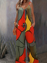 Abstract Print Sleeveless Jumpsuit