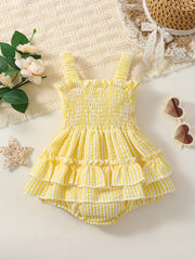 Baby Girls Plaid Bowknot Onesie for Summer