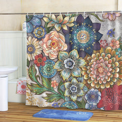 Colorful Floral Shower Curtain Waterproof Bathroom Accessory
