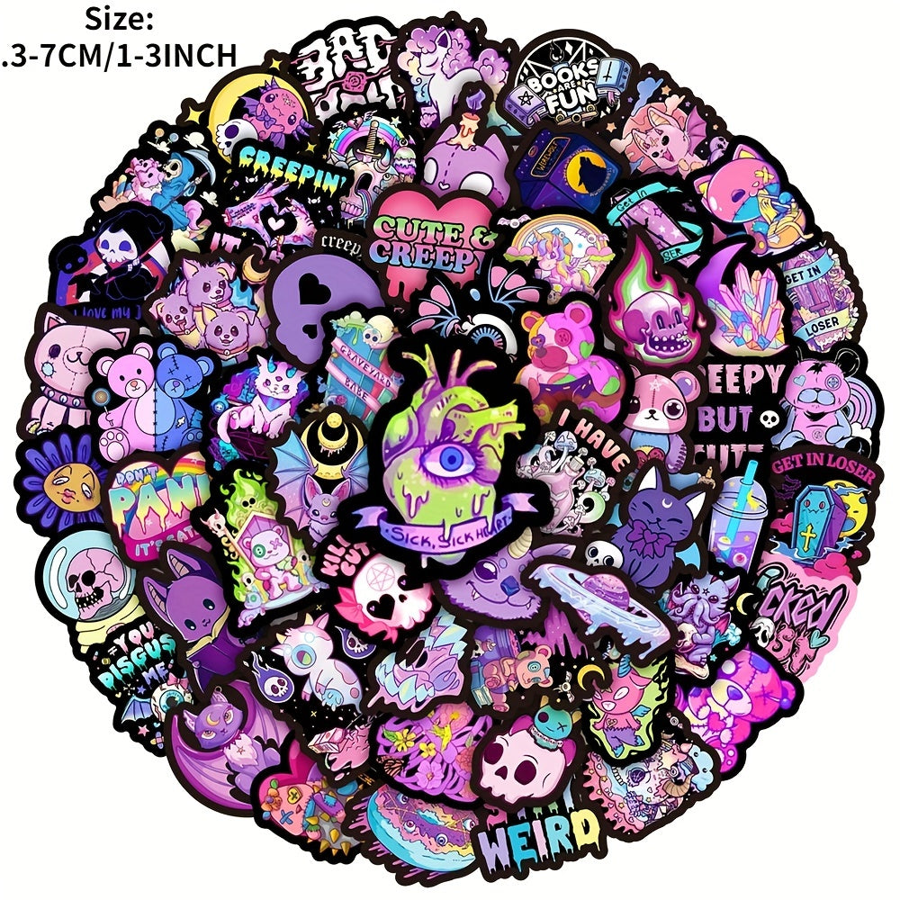 100pcs Gothic Doodle Stickers Waterproof PVC Stickers for Notebook Skateboard