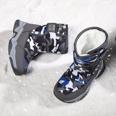 Boy's Camo Snow Boots Warm Fleece Cozy Non-slip Ankle Boots