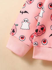 Girls Pumpkin Print Sweatshirt Long Sleeve Pullover Top