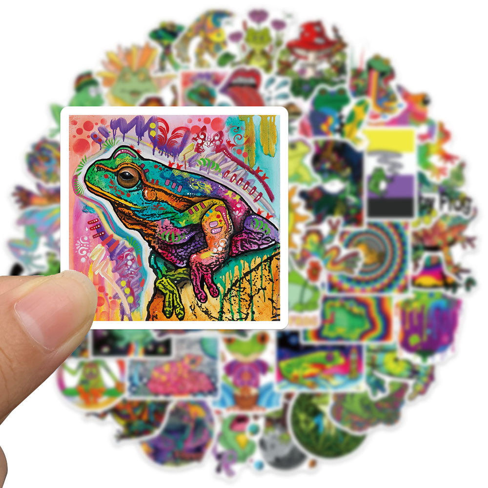 Psychedelic Frog Stickers Graffiti Waterproof for Guitar Helmet Motorcycle