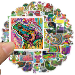 Psychedelic Frog Stickers Graffiti Waterproof for Guitar Helmet Motorcycle
