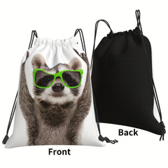 Cat Shark Drawstring Backpack Gym Yoga Animal Print Lightweight Bag